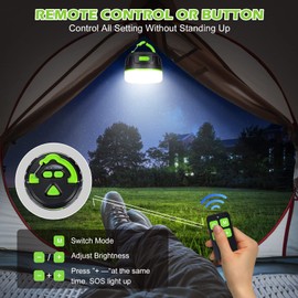 Sinvitron Camping Lantern 1000LM, 5200mAh Camping Lights with Remote Control, Up to 150H Running, 5 Lighting Modes,IPX5 Waterproof Emergency Light for Home,Power Outages (Black&Green, 2 Pack)