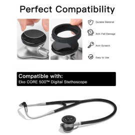 Protection Kit for EKO CORE 500™ Digital Stethoscope - (3-Pack) Silicone Chestpiece Covers & (3-Pack) 2.5D Tempered Glass Screen Protectors - 9H Hardness for All-Around Protection