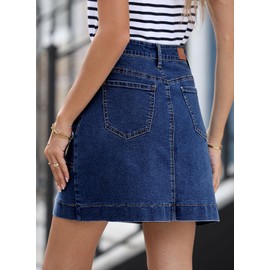 Sidefeel Women's Jean Skirt High Waisted Stretchy Casual Mini Skort Summer Outfit 2025 Denim Skirt Bluing X-Large