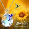 VONALA Hummingbird Moonstone Necklace 925 Sterling Silver Sunflower Pendant Necklace