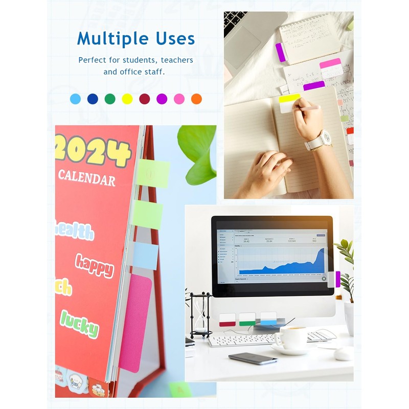 GAUENEEN 500 Pcs Sticky Page Tabs, Book Tabs Writable, 2