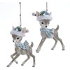 Kurt Adler Set/2 Gray Reindeers with Santa Hats Christmas Tree