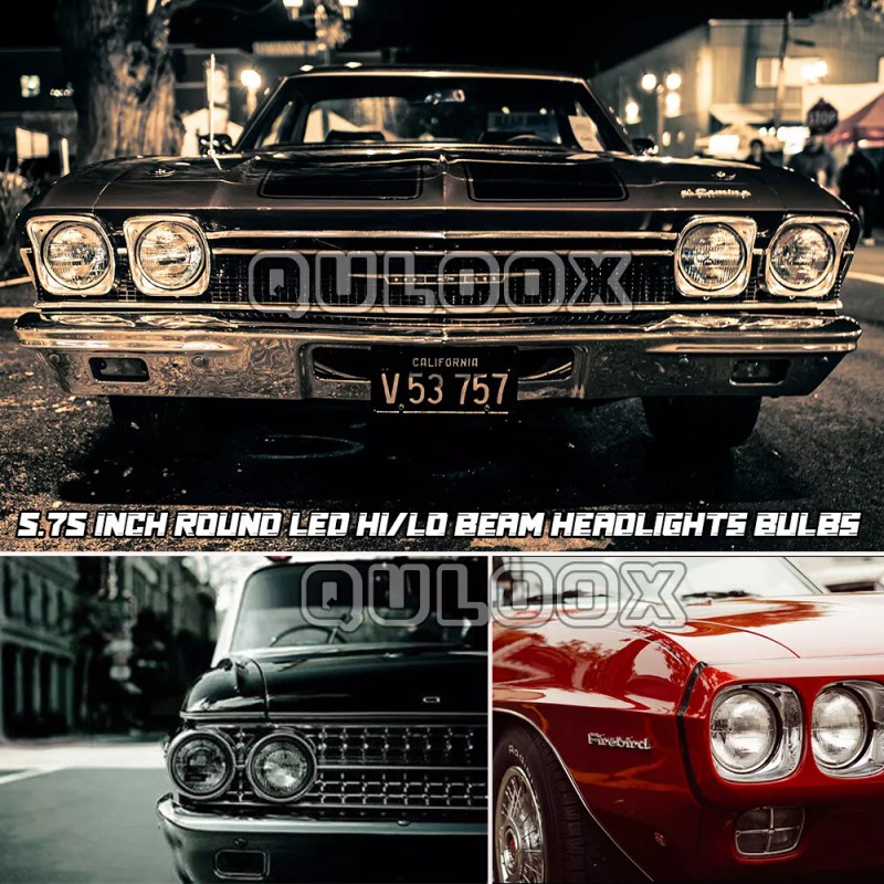 QULOOX 4pcs-5.75" 5-3/4 LED Headlight Hi/Lo Sealed Beam Projector for
