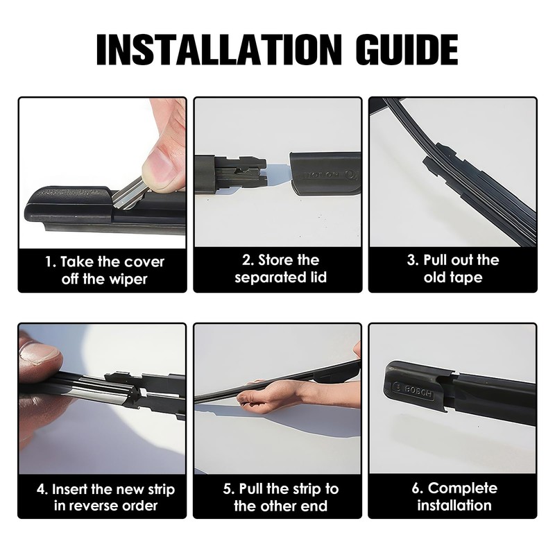 Set of 4 Black Rubber Wiper Blades 800mm