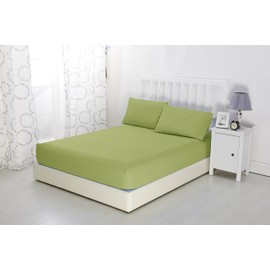 Sonia Moer Super Soft Brushed Microfibre Fitted Sheet - Non Iron Breathable Hypoallergenic Bottom Sheet with Strong Elastic Hem- Double/Green