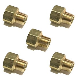 EDGE INDUSTRIAL Brass Pipe Adapter 1/2" FNPT x 3/8" MNPT Fuel/AIR/Water/Oil/Gas WOG (Qty 05)