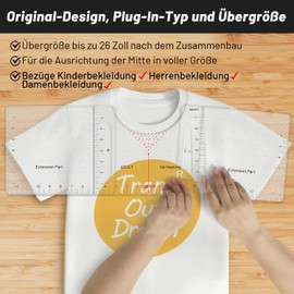 T-Shirt Ruler (Pack of 8) Vinyl Centering Round V Neck Ruler for Vinyl Alignment, Front and Back Measuring Tool for Heat Press Heat Transfer, Stencil Ruler