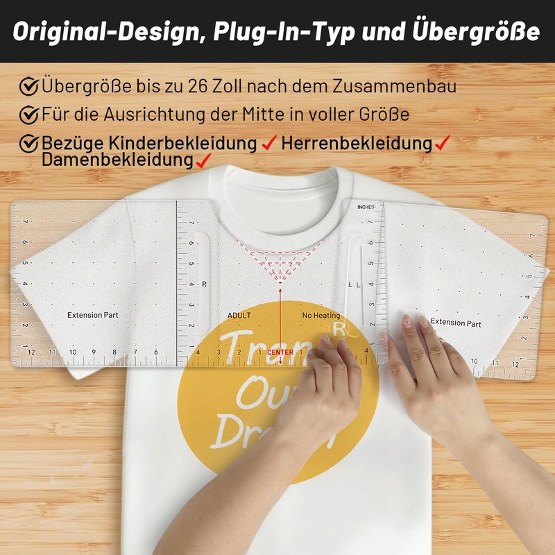 T-Shirt Ruler (Pack of 8) Vinyl Centering Round V Neck