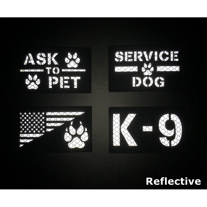 4 Pack Reflective Service Dog Ask to Pet k-9 Tactical