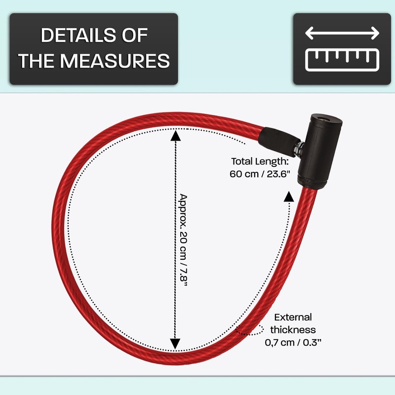 Bicycle Lock 2 Pieces Reinforced Cable 60 cm High Performance