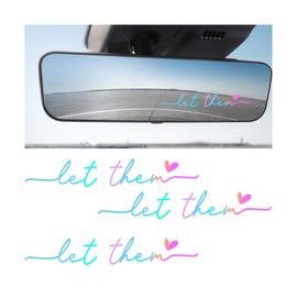 Zpana Car Rearview Mirror Sticker, 3PCS Let Them Vehicle Rear View Window Decal with Heart, Positive Self Affirmation Mindfulness Automotive Bumper Protector Accessories, Universal Fit (Multicolor)