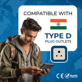 Orei Grounded Universal 2 in 1 Plug Adapter Type D for India and More