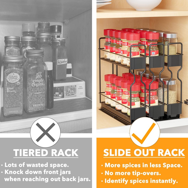 SpaceAid Pull Out Spice Rack Organizer, Heavy Duty Slide Out