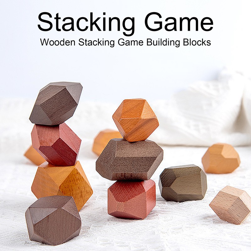 Wooden Stacking Game Building Blocks Educational Desktop Games for Kid