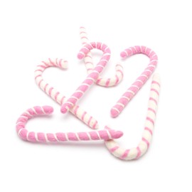 Glaciart One Felt Candy Cane Decoration (6 Pcs) - Large Size - 5" (13cm) - DIY Garland, Arts Crafts Supplies, Cute Home Decor for Christmas - Baby Mobile Ornaments - Hand-Felted Natural Wool Material