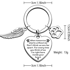 AMZQ Pet Memorial Gifts Loss of Pet Memorial Keyring Sympathy Gifts Memory of Family Dog Cat Pet Keyring Remembrance Gift for Pet Dog Cat Lover Memorial Keyring Angel with Paws