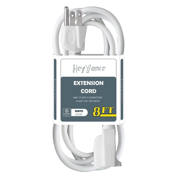 HeyYance 8 Ft Extension Cord - 12/3 SJTW Heavy Duty