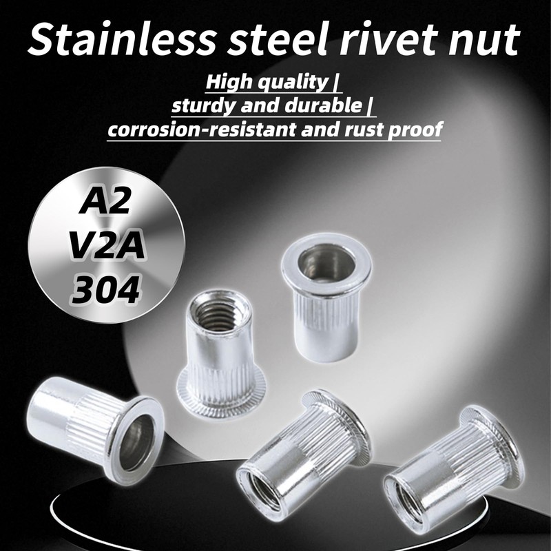 QANCEN 10 Pcs Rivet Nuts M12, Threaded Insert Nutserts, Stainless