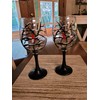 2 Winter Snowy Tree Red Cardinal Wine Glasses Set