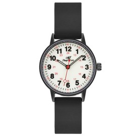 SUDESMO Women Waterproof Luminous Watch for Nurse with Second Hand Easy to Read Watch Military Time Watch 24 Hours Watch All Black