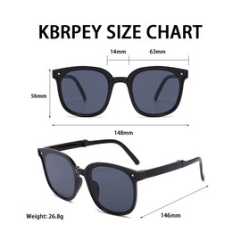 KBRPEY Sunglasses Men Women Foldable Sunglasses Elegant UV400 Protection Square Sunglasses Party Sunglasses Trendy Sunglasses Accessories Sunglasses with Glasses Case, Jazz Black