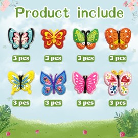 GANKTOWCOY 24 Pcs Butterfly Rubber,Butterfly Bulk Light up Party Favors Glow in The Dark Party Supplies for Kids Birthday Classroom Rewards Treasure Box Prizes(8 Style)