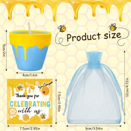 Conelist 24 Sets Bee Themed Candle Set for Baby Shower Party Favors Cute Honey Jar Candle with Thank You Tags Organza Bags Baby Shower Gifts for Guest Gender Reveal Party Decoration Gifts (Blue)