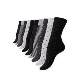 Vincent Creation 10 Pairs of Cute Women's Socks & Girls Socks Dots and Stripes Cotton - Polka Dot and Striped, multicoloured