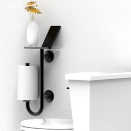 AquaChase 3-in-1 Toilet Safety Grab Bar with Built-in Tissue Paper Holder and Phone Shelf, for 2 Mega Rolls, 250lbs Weight Support When Mounted in Stud, Matte Black Right-Hand