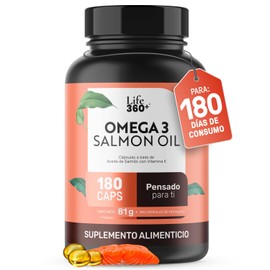 LIFE 360 Omega 3 Salmon Oil  180 cápsulas  450 mg por porción                                                                                         