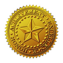Great Papers! Sello oficial de lámina dorada en relieve Star para logros y premios, 48 unidades (903419)