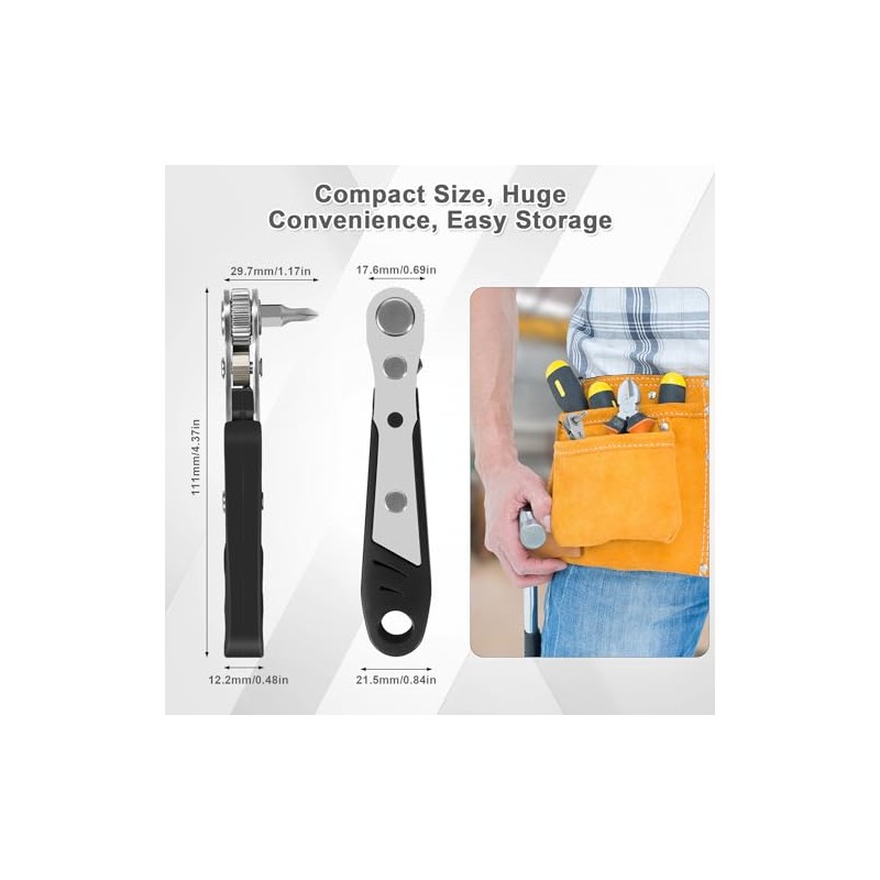 10-In-1 Angled Ratchet Screwdriver Set，90 Degree Right Angle, Angled and