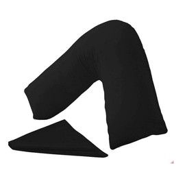 Urban Groove V Shaped Pillowcase Cover Plain Polycotton Back & Neck Support Orthopaedic/Pregnancy/Nursing Pillowcase Cover - V Pillow case cover only (Envelope Closure) Black