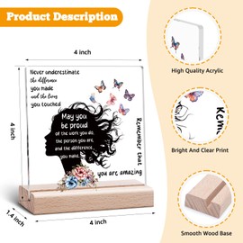 Thank You Present for Coworkers Employee Leaving Gift for Colleagues Motivational Gift Acrylic Plaque Retirement Present for Women Inspirational Clear Desk Decorative Acrylic Plaque With Wooden Stand