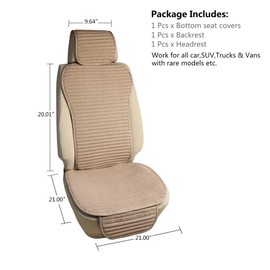 Suninbox Car Seat Covers Universal Car Seat Covers Pads Mat,Buckwheat Hull Bottom Seat Covers for Cars,Cooling Seat Covers Breathable Comfortable Ventilated (Beige Front Seat)