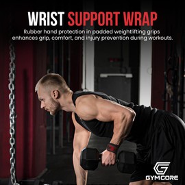 GYM CORE Multi Grip Straps - Rubber Hand Protection Padded Weight Lifting Hooks from Rips and Blisters for Men and Women - Wrist Support Pull Up Hand Wraps for Cross Training, Large