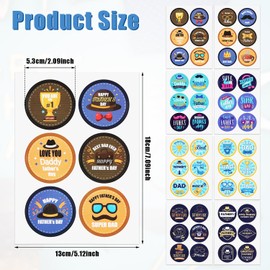 96pcs Father's Day Stickers, 16 Sheets Round Dad Stickers Father's Day Envelope Seals Labels Decals Stickers Colorful Funny Gift Father's Day Party Decorations for Crafts, Greeting Cards，Scrapbooking