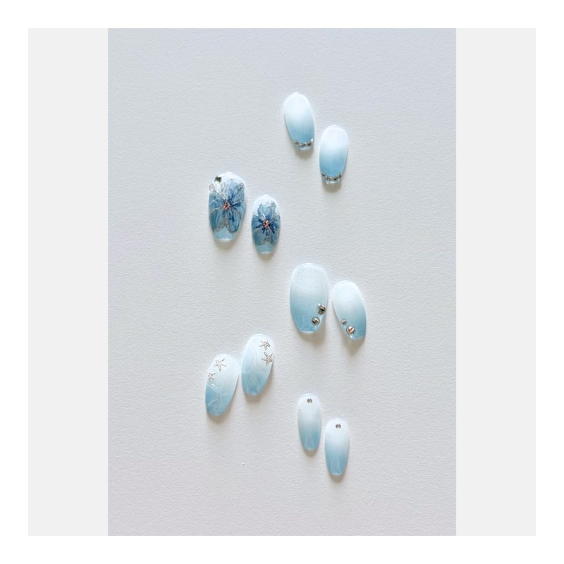 [Neat Serene] Handmade nail tips - Stiletto / [청초 Serene]