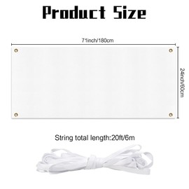 Large Banners and Signs, Banner Blank, Vinyl Banner 2x6 Ft, White Polyester Oxford Cloth Blank Banner, Sublimation Banners DIY Banner with Rope for Indoor Wall Outdoor Business Office Party Supply
