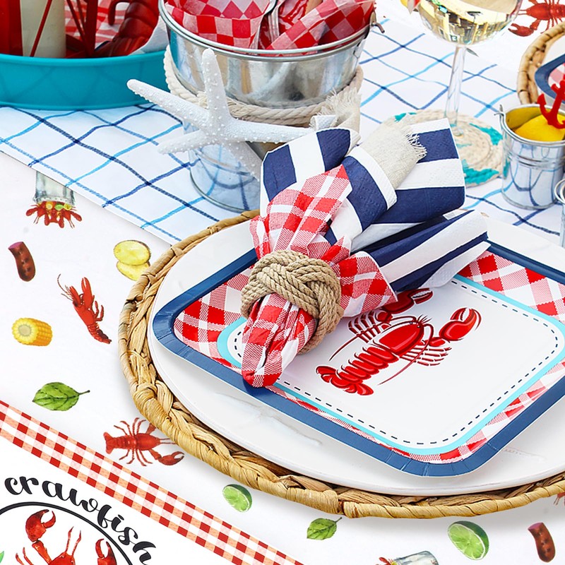 PHOGARY Crawfish Boil Party Supplies - 2pcs Lobster Tablecloth Plastic