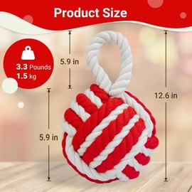 3.3 LB Decorative Door Stop, Rope Knot Nautical, Weighted Door Stopper for Door, Bedroom, Window Wedge, Bookend (Red & Ivory)