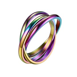 QKEPCY Anxiety Rings for Women Rotatable Fidget Ring Stainless Steel Anxiety Stress Reliever Spinner Ring Celtic Knot Infinity Stacking Ring Jewelry Gift for Women Girls Daughter (10, Multi-color)
