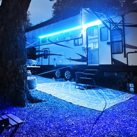 CHUSYYRAY RV LED Camper Awning Boat Light Set w/IR Remote BLUE LIGHT 16FT 5050 waterproof