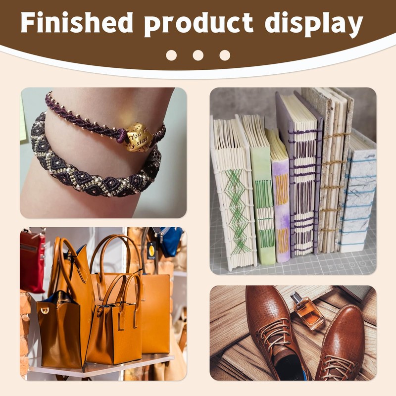 Jupean Waxed Thread, 150m /164Yards White Leather Sewing Threads, Hand