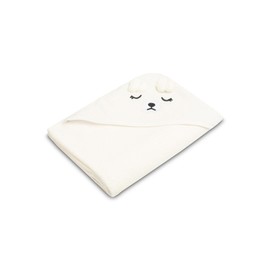 Sensillo - Baby Towel with Hood 100 x 100 cm - Soft and Absorbent Baby Bathrobe - 100% Cotton Terry Cloth - Absorbs Moisture - Charming Design - Bear - White