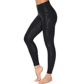 Dragon Fit Compression Yoga Pants Power Stretch Workout Leggings with High Waist Tummy Control (Large, Ankle-Black Leopard)
