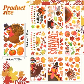 HOWAF 9 Sheet Happy Thanksgiving Decorations Thanksgiving Turkey Pumpkin Window Clings, Funny Gobble Double-Sided Window Decals for Fall Autumn Thanksgiving Harvest Party Home Office Accessories
