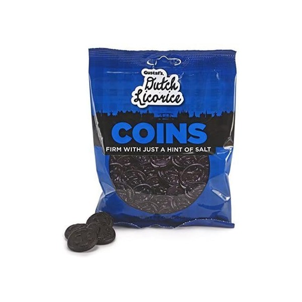Gustaf's Dutch Licorice Coins With Hint Of Salt - 5.2 oz Retail Bag - Made In Holland by Gustaf's