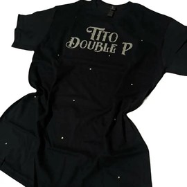 Tito Double P Rhinestone Front LOGO Tee - Size: L