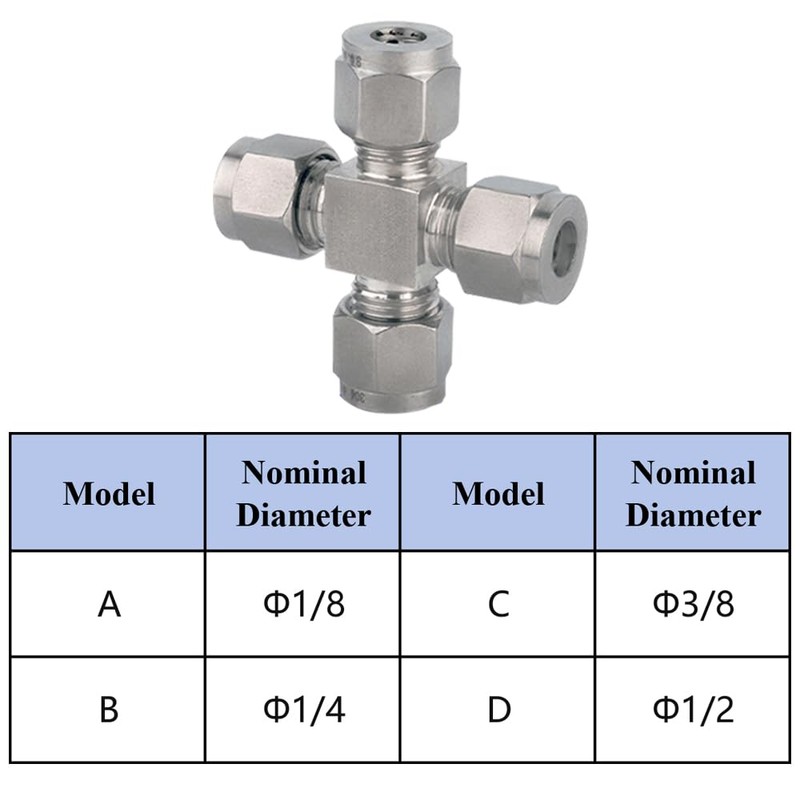 Compression Tube Pipe Fitting Stainless Steel Compression Fitting Adapter Cross